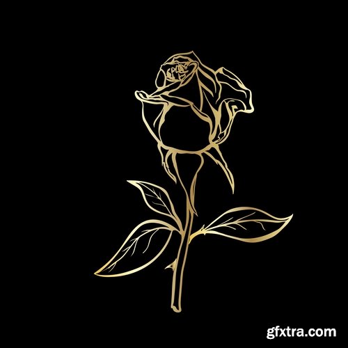 Collection of vector golden rose a background picture flyer banner 25 EPS