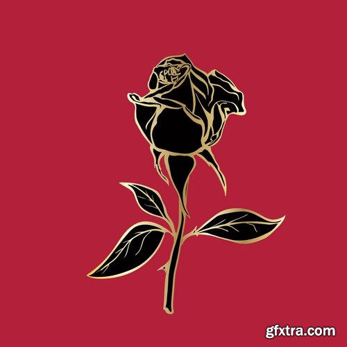 Collection of vector golden rose a background picture flyer banner 25 EPS