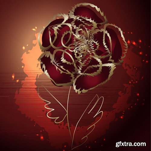 Collection of vector golden rose a background picture flyer banner 25 EPS