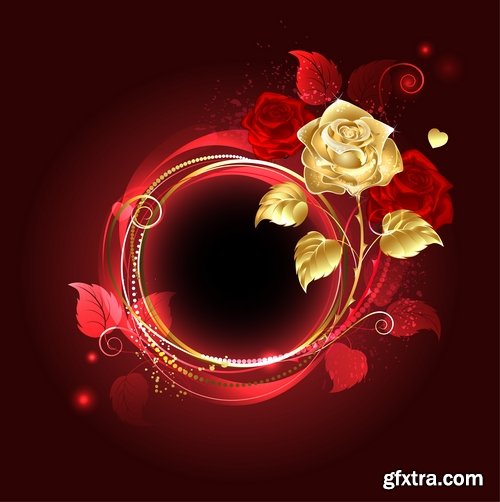 Collection of vector golden rose a background picture flyer banner 25 EPS