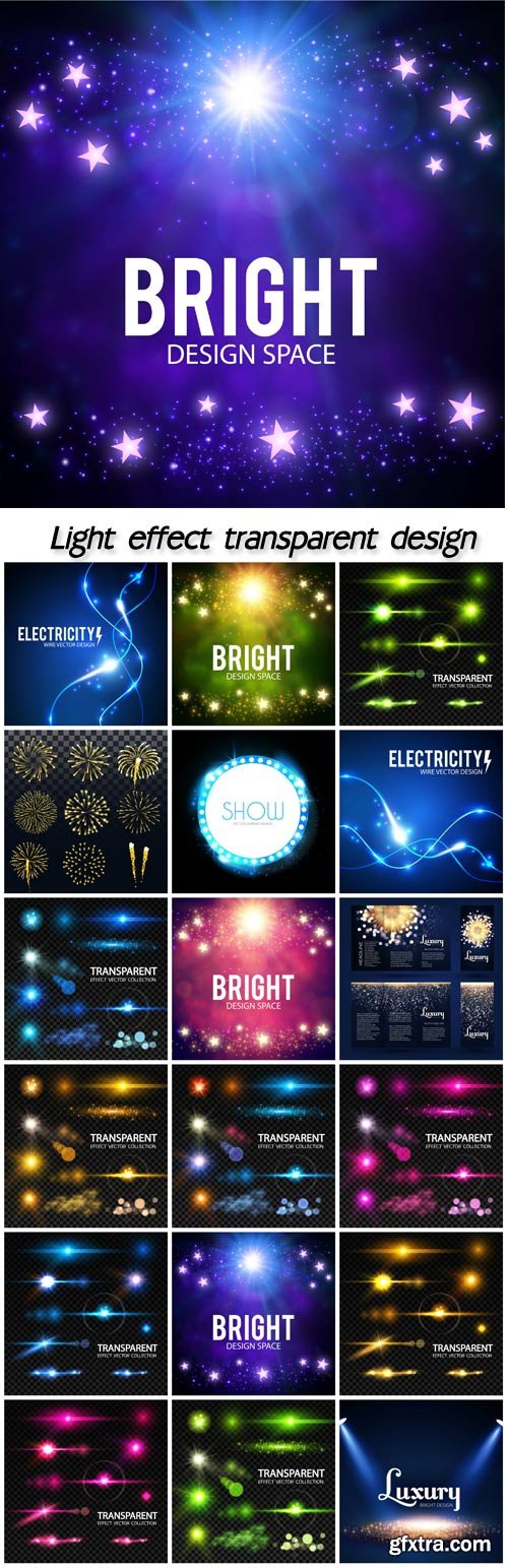 Realistic lens flare elements collection, light effect transparent design