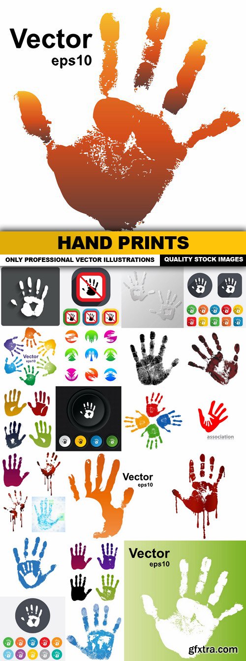 Hand Prints - 25 Vector