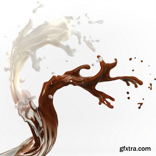 Splashes of chocolate and milk