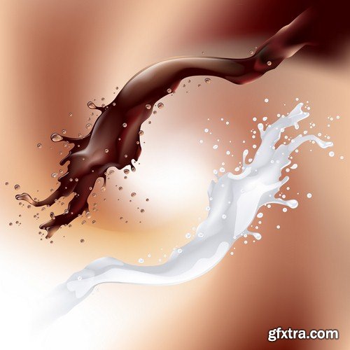 Splashes of chocolate and milk