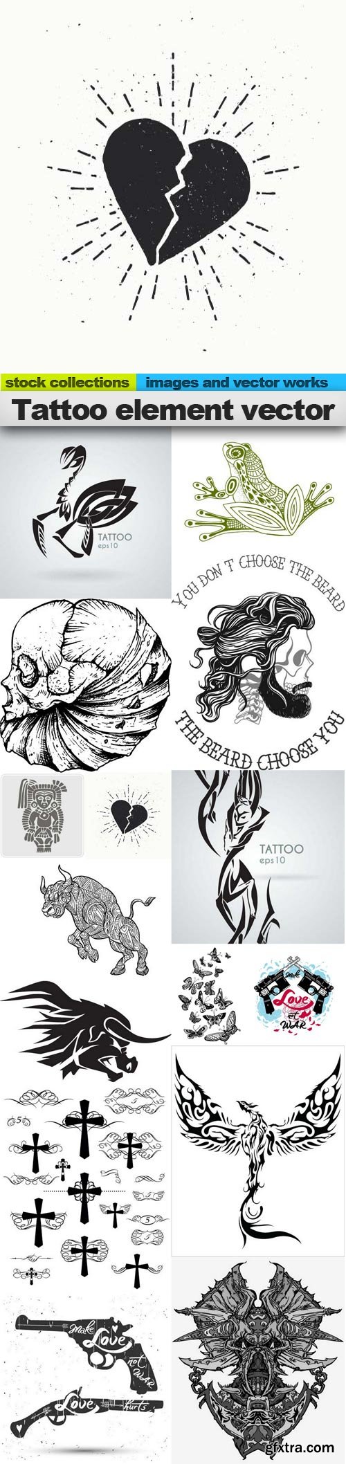 Tattoo element vector, 15 x EPS