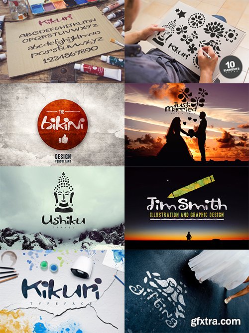 CreativeMarket Kikuri Typeface + Extras 479298