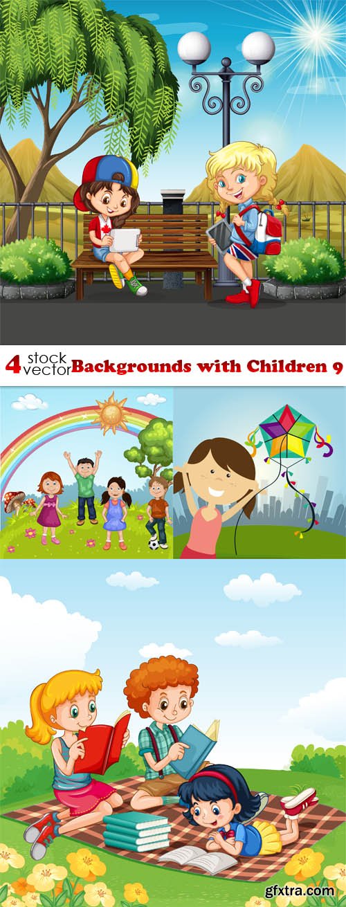 Vectors - Backgrounds with Children 9