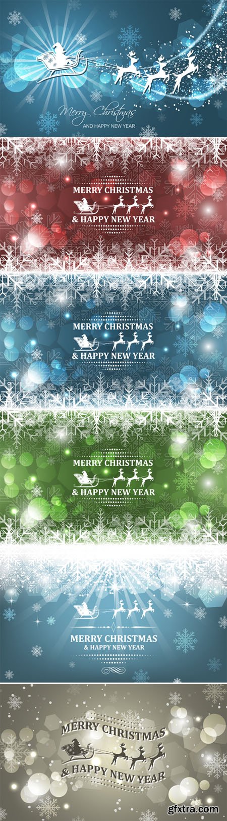 Christmas with New Year Reindeer and Snowflake Vector Backgrounds