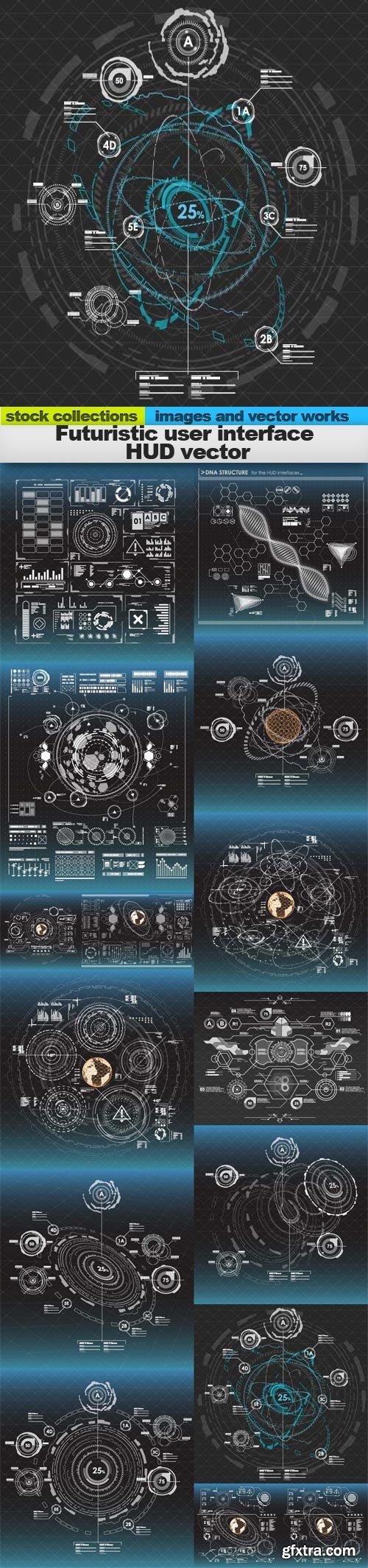 Futuristic user interface HUD vector, 15 x EPS