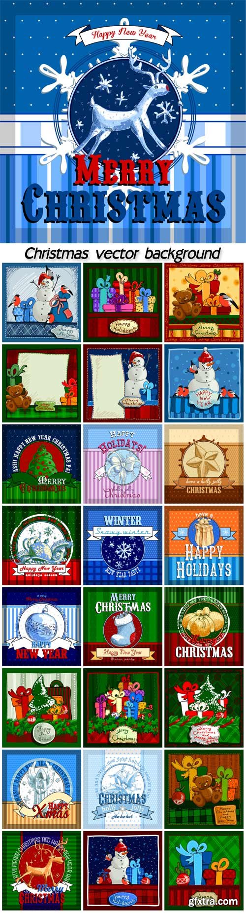 Christmas vintage set vector