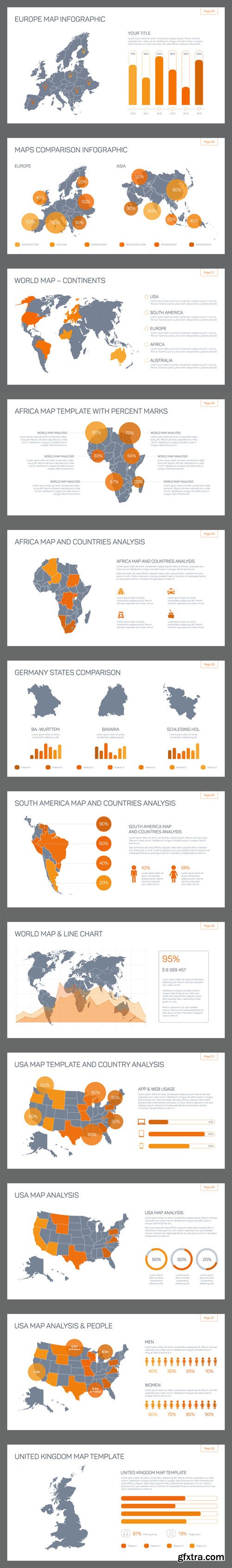 Map infographic templates - Vectors A000035