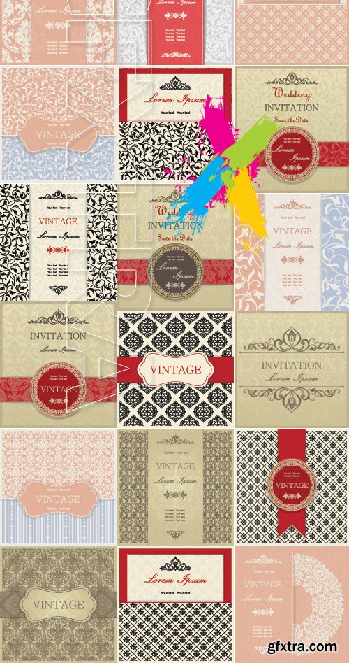 Vintage invitation template design vector