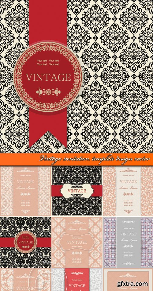 Vintage invitation template design vector