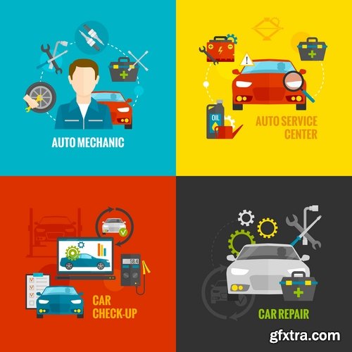 Collection of vector picture business infographics car automotive service is 25 EPS