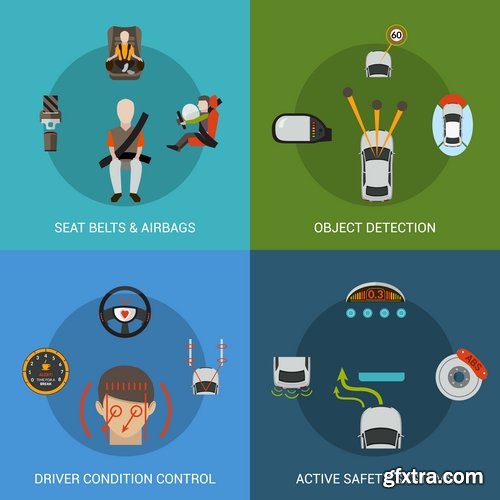 Collection of vector picture business infographics car automotive service is 25 EPS