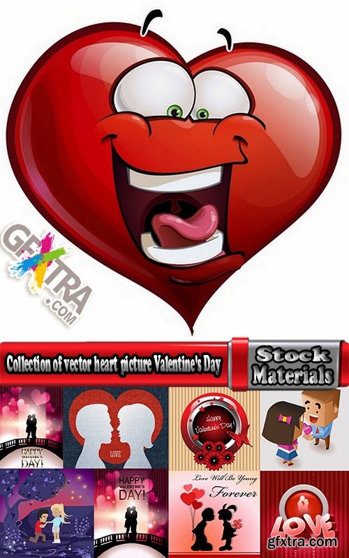 Collection of vector heart picture Valentine\'s Day gift card 25 EPS