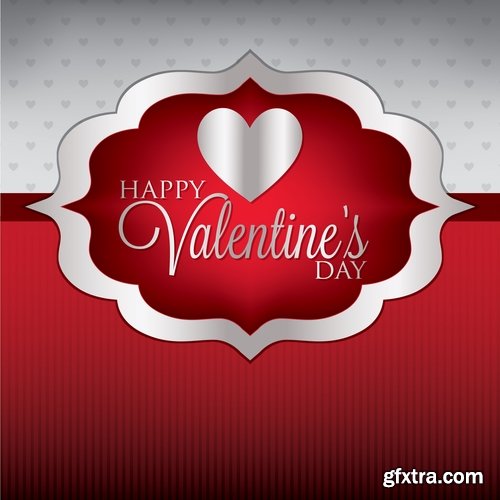 Collection of vector heart picture Valentine\'s Day gift card 25 EPS