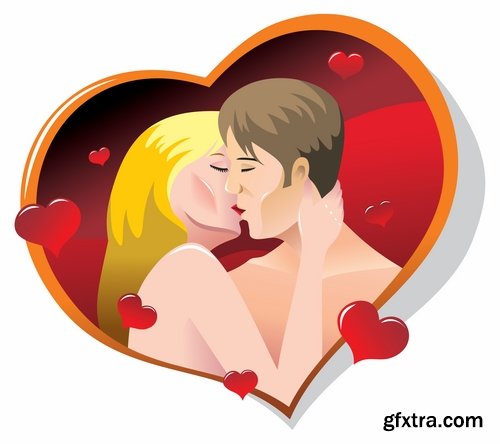 Collection of vector heart picture Valentine\'s Day gift card 25 EPS