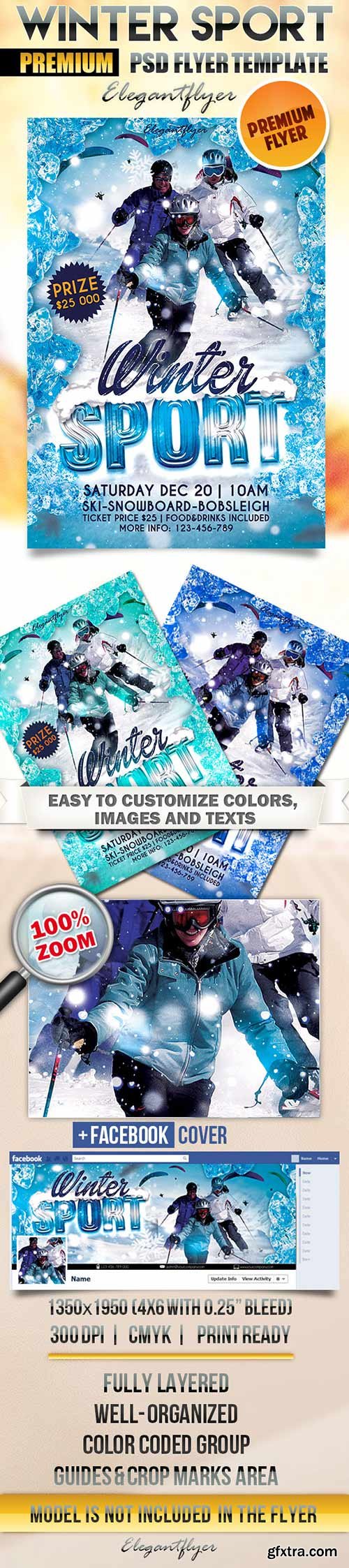 Winter Sport Flyer PSD Template + Facebook Cover