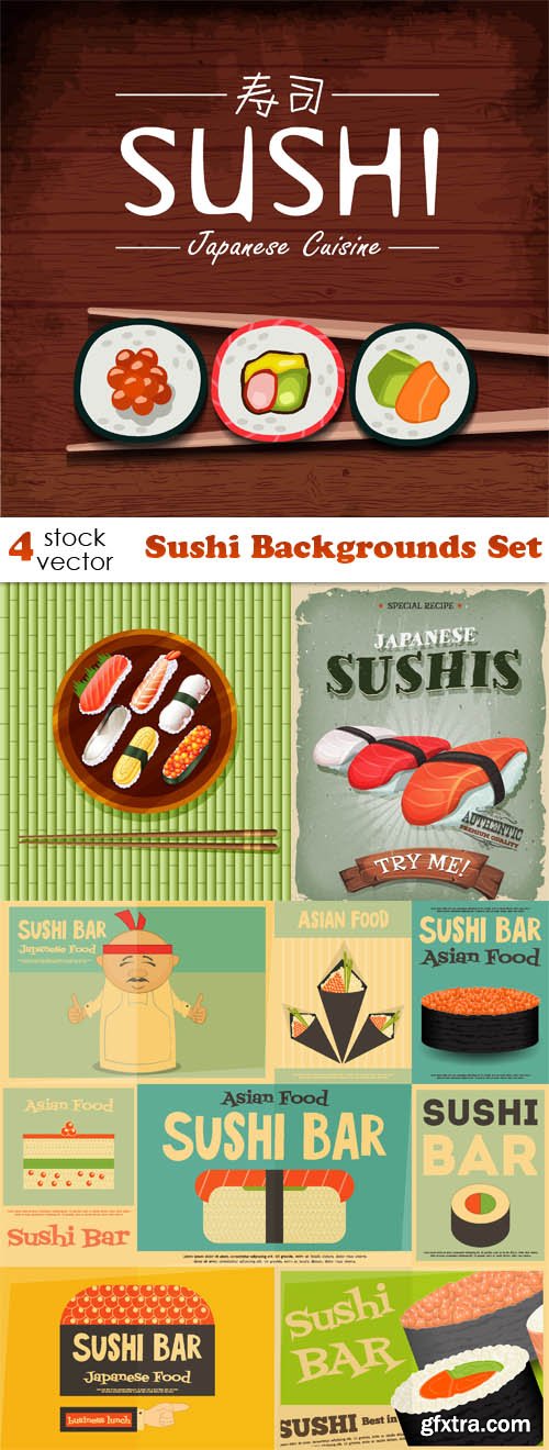 Vectors - Sushi Backgrounds Set