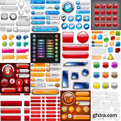 Collection of vector web button picture element design 25 EPS