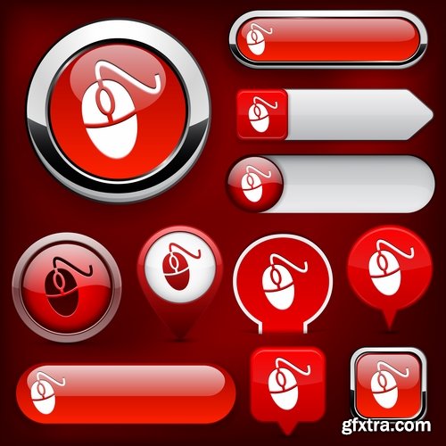 Collection of vector web button picture element design 25 EPS