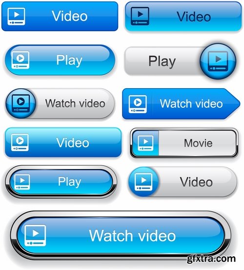 Collection of vector web button picture element design 25 EPS