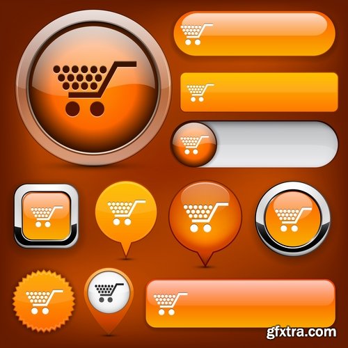 Collection of vector web button picture element design 25 EPS