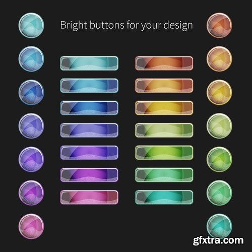 Collection of vector web button picture element design 25 EPS