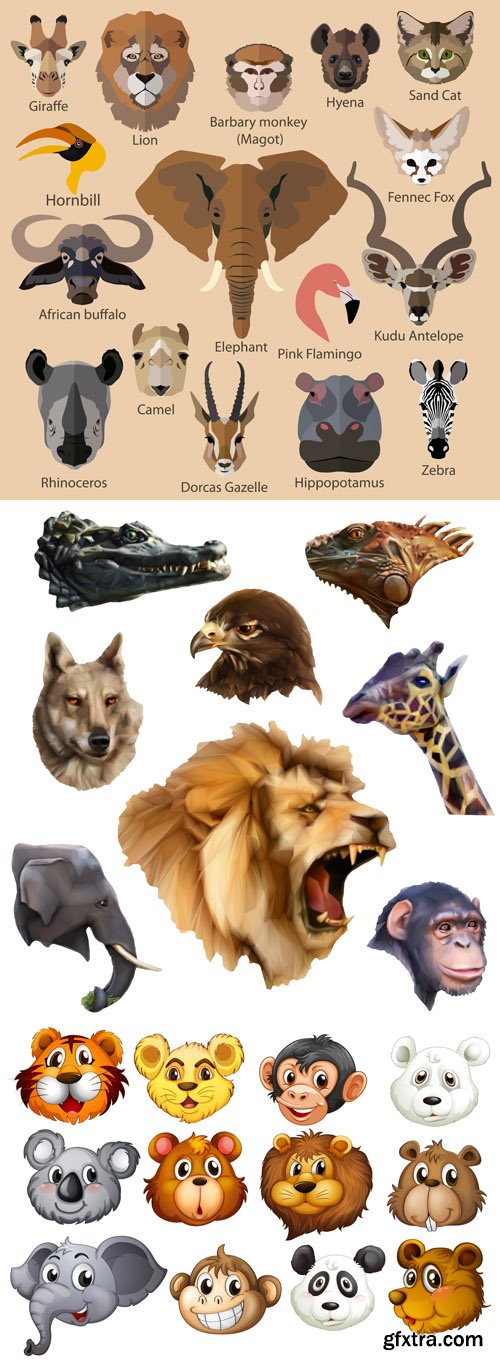 Animal heads - Vectors A000031