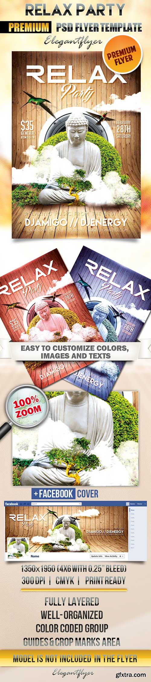 Relax Party Flyer PSD Template + Facebook Cover