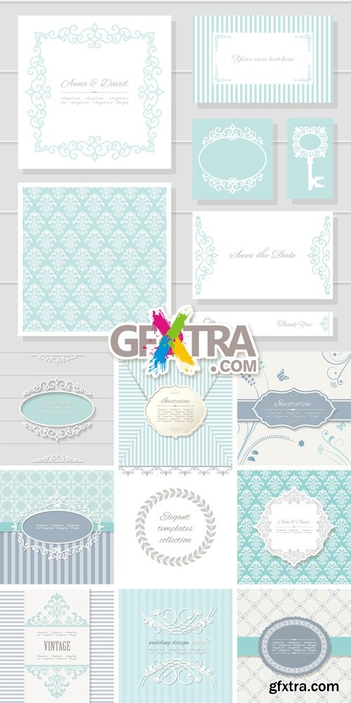 Pastel Vintage Cards Vector 2