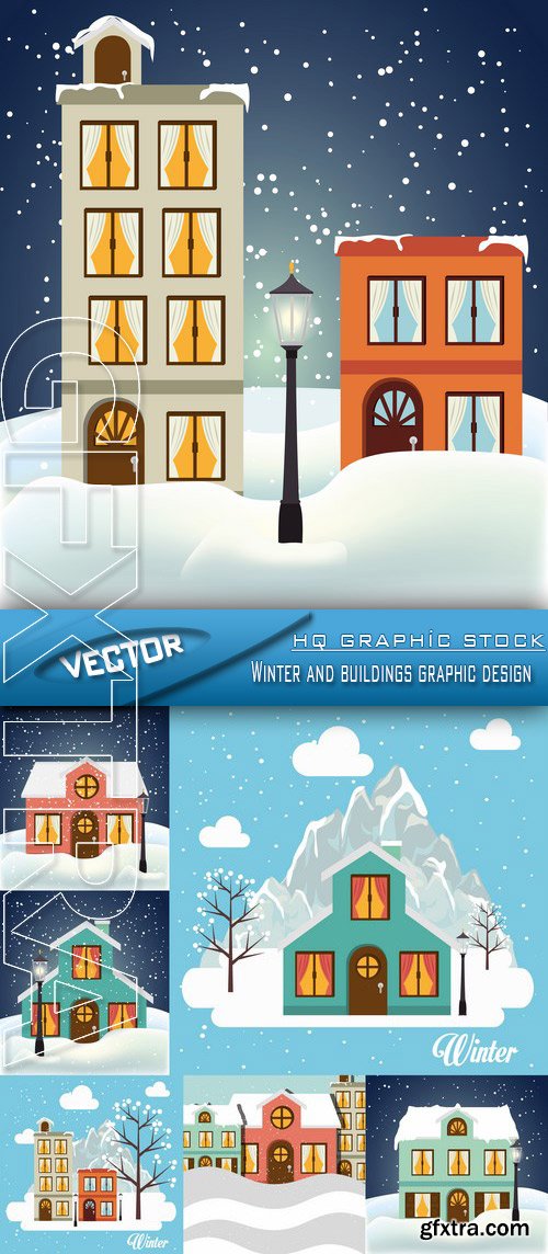 Stock Vector - Winter and buildings graphic design