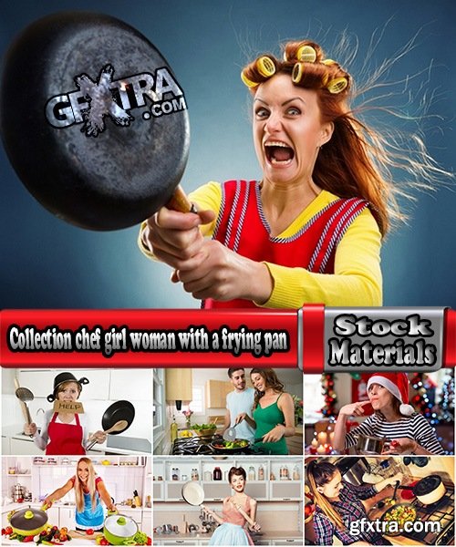 Collection chef girl woman with a frying pan 25 HQ Jpeg