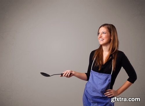 Collection chef girl woman with a frying pan 25 HQ Jpeg