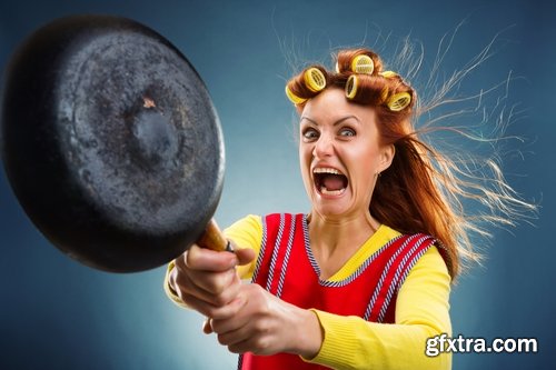 Collection chef girl woman with a frying pan 25 HQ Jpeg