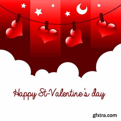 Collection of vector heart picture Valentine\'s Day gift card 2-25 EPS