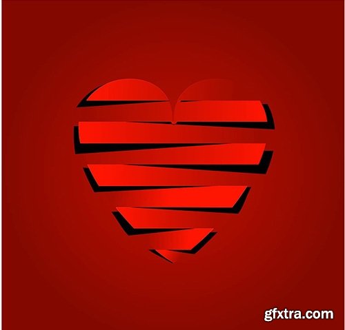 Collection of vector heart picture Valentine\'s Day gift card 2-25 EPS