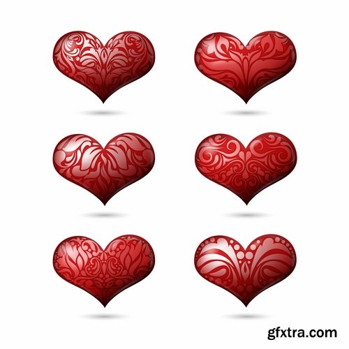 Collection of vector heart picture Valentine\'s Day gift card 2-25 EPS