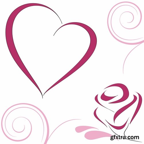 Collection of vector heart picture Valentine\'s Day gift card 2-25 EPS