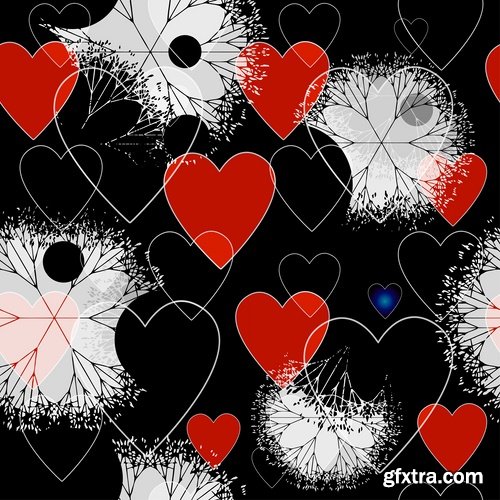 Collection of vector heart picture Valentine\'s Day gift card 2-25 EPS