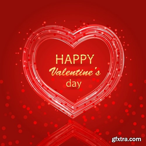 Collection of vector heart picture Valentine\'s Day gift card 2-25 EPS