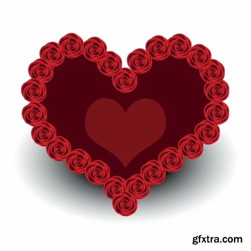 Collection of vector heart picture Valentine\'s Day gift card 2-25 EPS