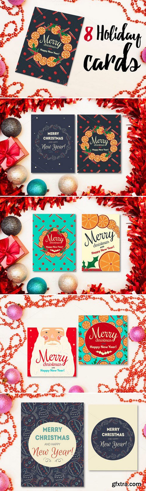 CM - 8 holiday cards with 3 patterns 428065