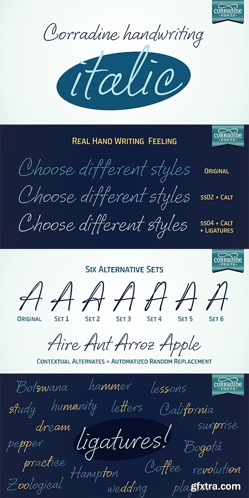 Corradine Handwriting Italic Font