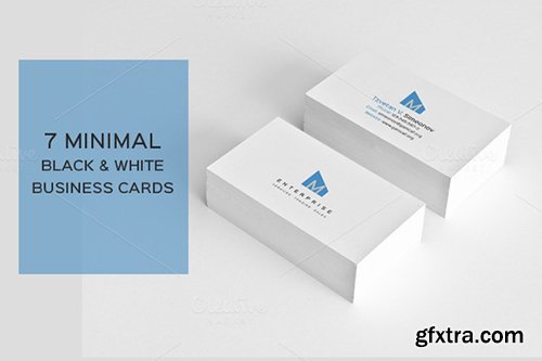 CreativeMarket 7 Minimal Black&White Cards 481501