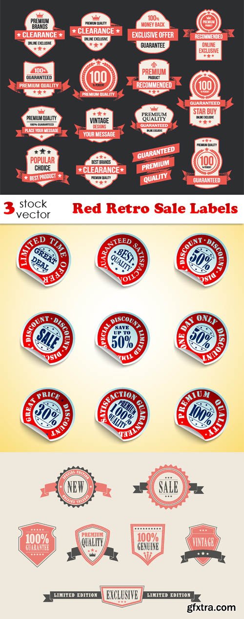 Vectors - Red Retro Sale Labels