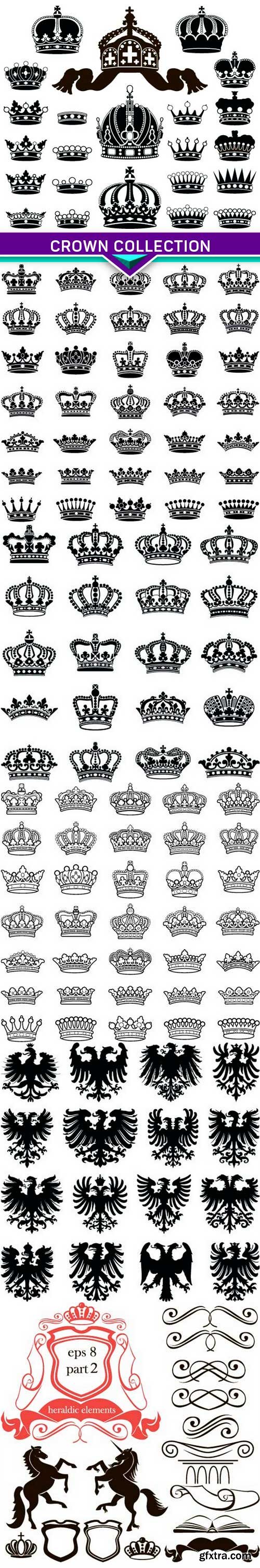 Crown collection , vector illustration 6x EPS