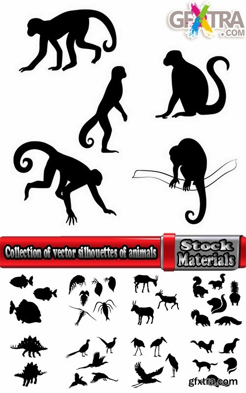 Collection of vector silhouettes of animals picture logo business company 25 EPS