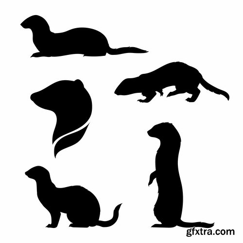 Collection of vector silhouettes of animals picture logo business company 25 EPS